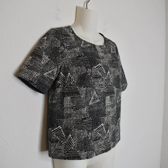 Madewell Crop Top Sz XS Boxy Geometric 100% Cotton Neutral Minimalist Coastal - Picture 6 of 16